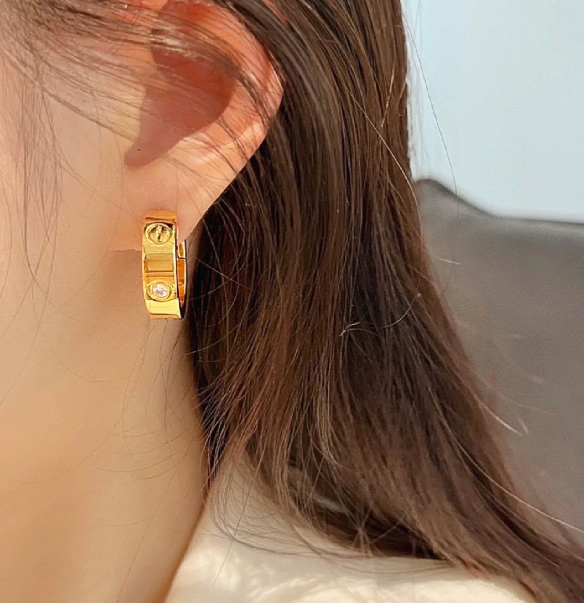[Elite]LOVE 5.5MM 1 DIAMOND EARRINGS