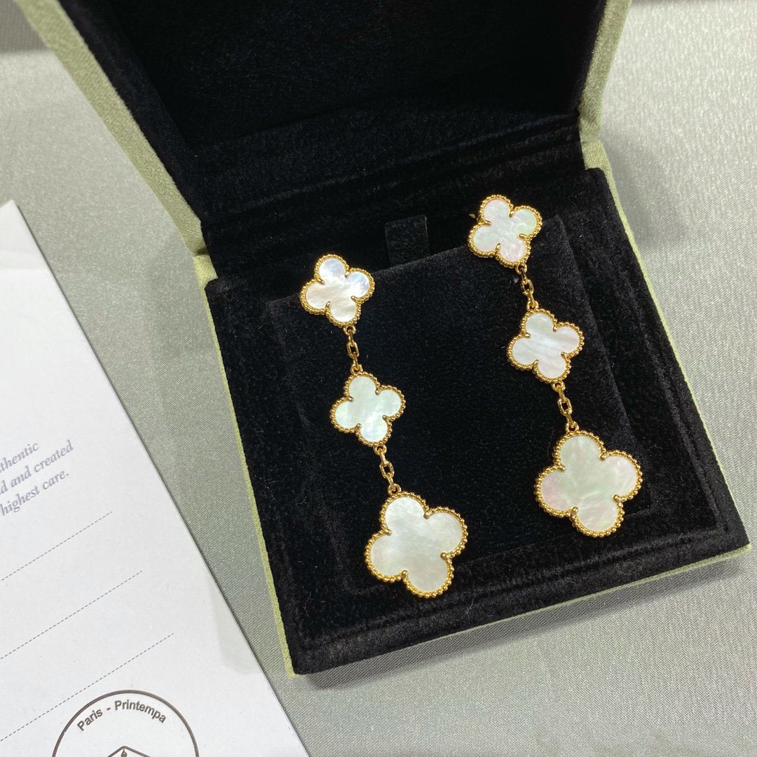 [Elite]CLOVER MOP 3 MOTIFS GOLD EARRINGS