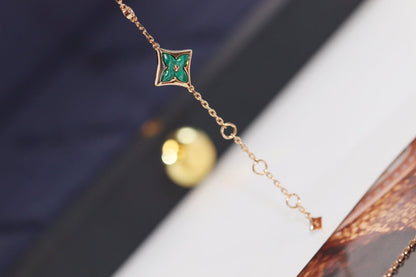 [Elite]STAR AND SUN 4 MOTIF PINK GOLD MALACHITE BRACELET