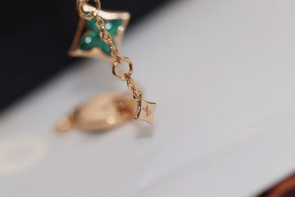 [Elite]STAR AND SUN 4 MOTIF PINK GOLD MALACHITE BRACELET