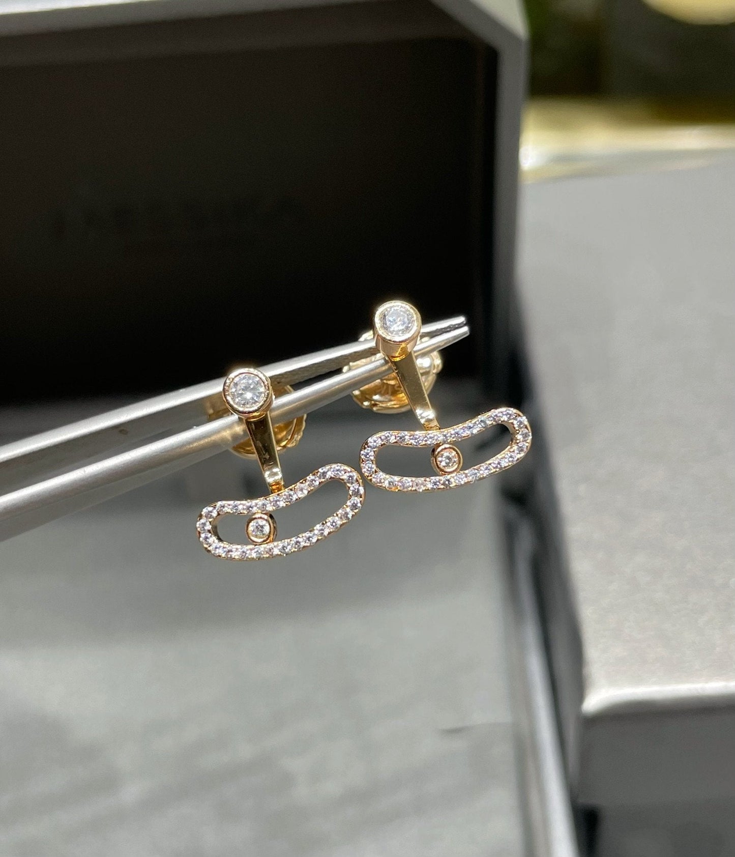 [Elite]MOVE UNO PINK GOLD DIAMOND EARRINGS