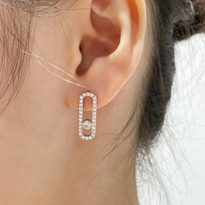[Elite]MOVE UNO STUD DIAMOND PAVED EARRINGS
