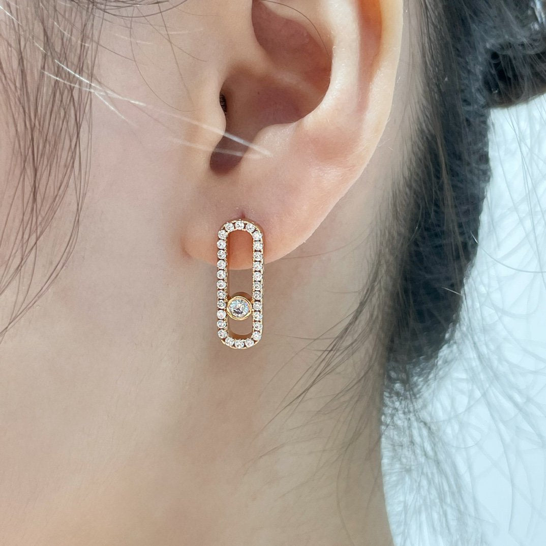 [Elite]MOVE UNO STUD DIAMOND PAVED EARRINGS