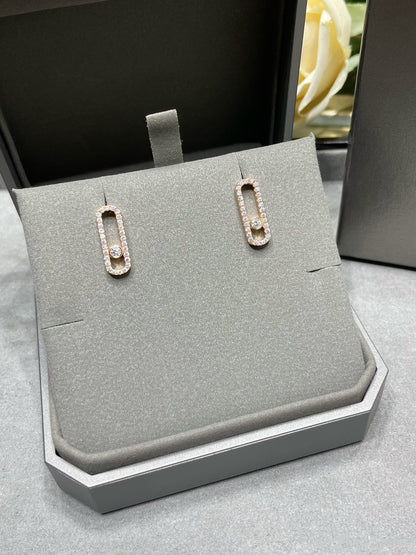 [Elite]MOVE UNO STUD DIAMOND PAVED EARRINGS