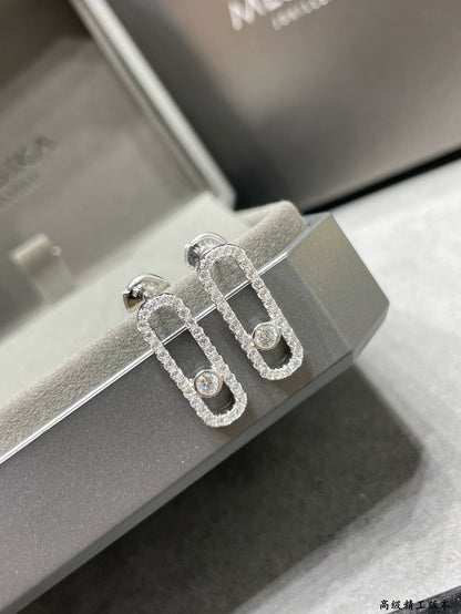 [Elite]MOVE UNO STUD DIAMOND PAVED EARRINGS