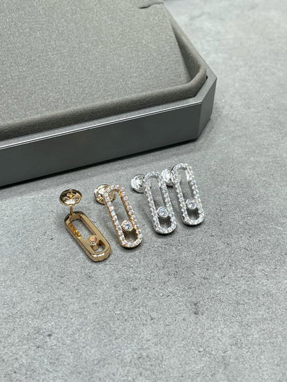 [Elite]MOVE UNO STUD DIAMOND PAVED EARRINGS