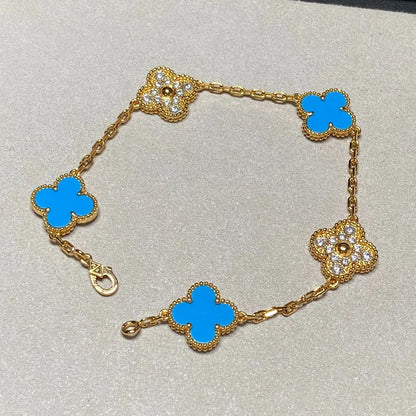[Elite] CLOVER 5 MOTIF BLUE AGATE BRACELET COLLECTION