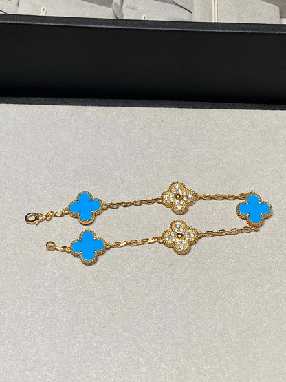 [Elite] CLOVER 5 MOTIF BLUE AGATE BRACELET COLLECTION