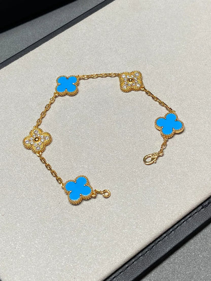 [Elite] CLOVER 5 MOTIF BLUE AGATE BRACELET COLLECTION