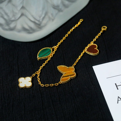 [Elite]LUCKY SPRING 5 MOTIF GOLD BRACELET