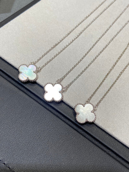 [Elite]CLOVER MEDIUM SILVER WHITE MOP NECKLACE