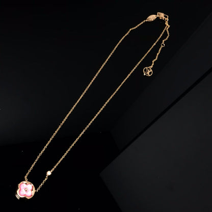 [Elite]COLOR BLOSSOM PINK MOP SUN GOLD NECKLACE