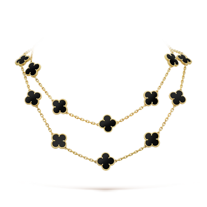 [Elite]CLOVER 20 MOTIFS ONYX NECKLACE