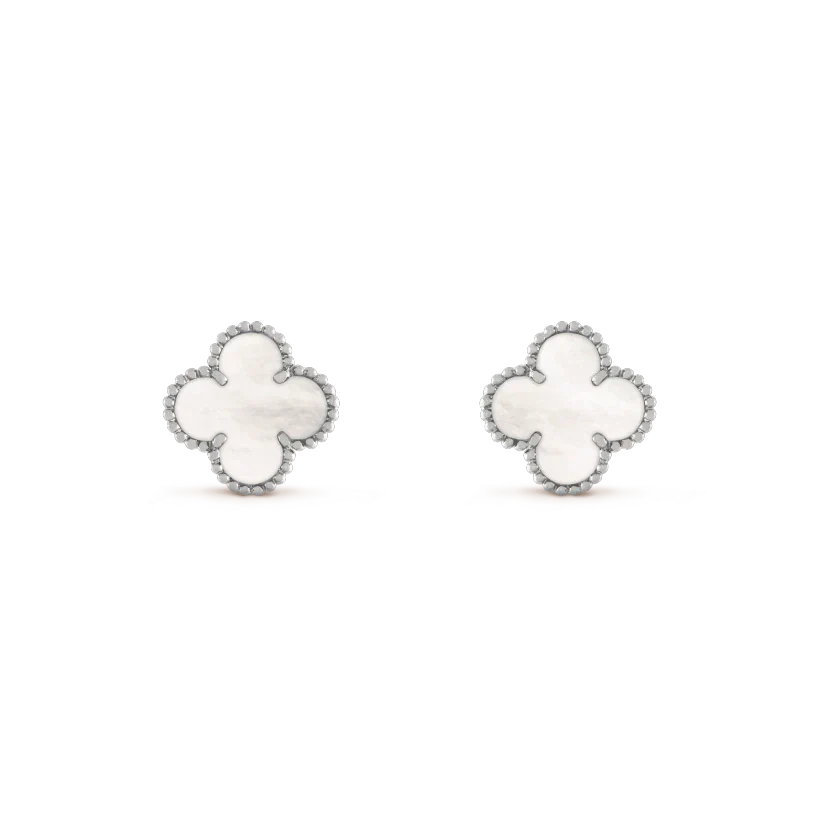 [Elite]CLOVER MEDIUM 1 MOTIFS  WHITE MOP EARRINGS SILVER