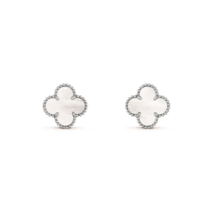 [Elite]CLOVER MEDIUM 1 MOTIFS  WHITE MOP EARRINGS SILVER