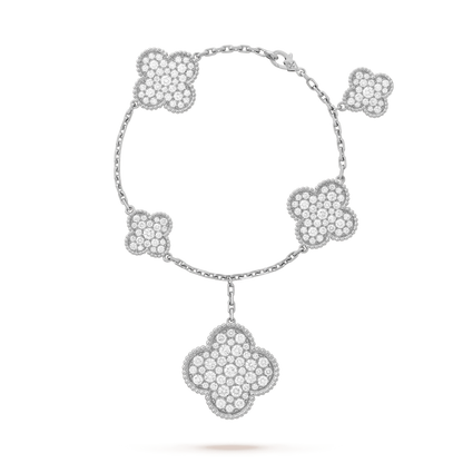[Elite]CLOVER 6 MOTIFS SILVER DIAMOND BRACELET
