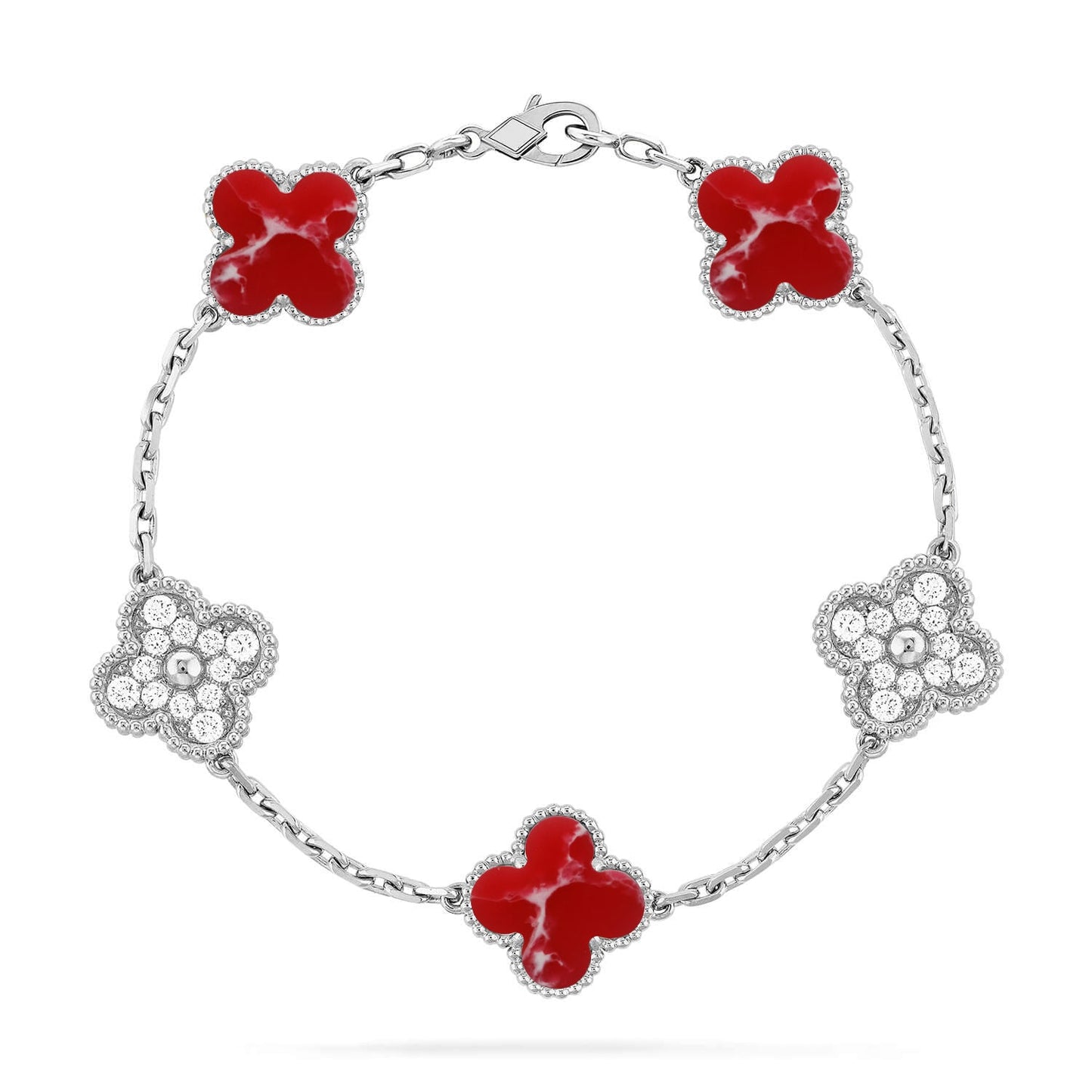 [Elite]CLOVER 5 MOTIF RED PATTERN BRACELET COLLECTION