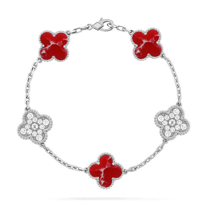 [Elite]CLOVER 5 MOTIF RED PATTERN BRACELET COLLECTION