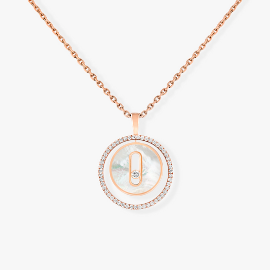 [Elite]LUCKY MOVE 1 DIAMOND WHITE MOTHER OF PEARL PINK GOLD DIAMOND NECKLACE