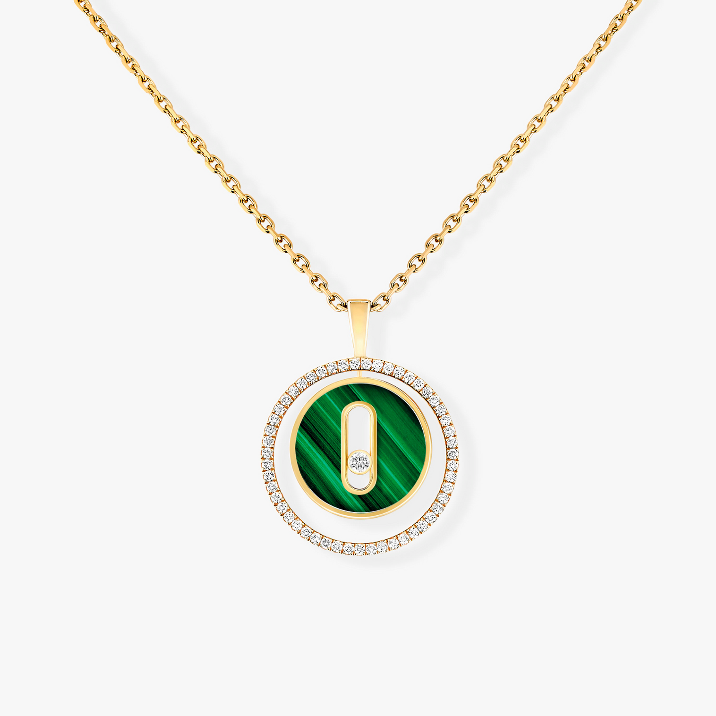 [Elite]LUCKY MOVE 1 DIAMOND MALACHITE GOLD DIAMOND NECKLACE