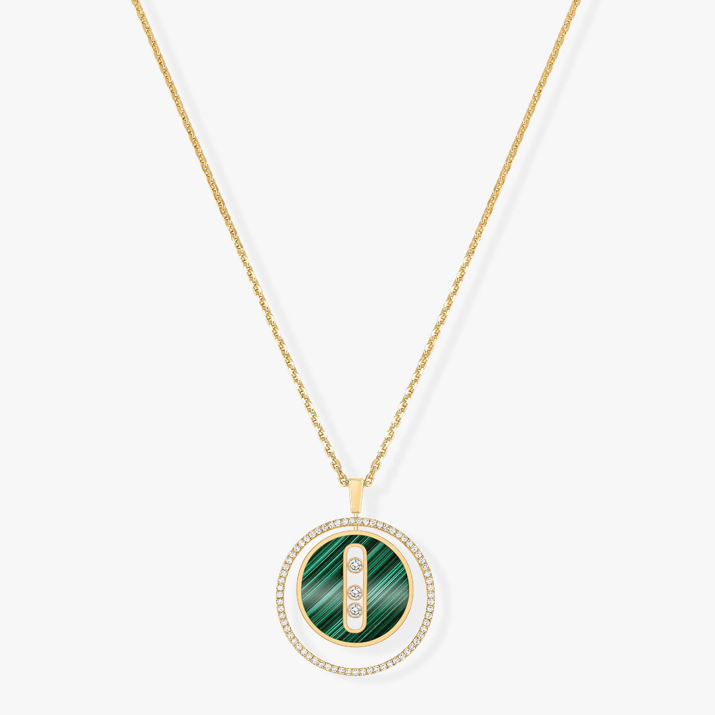 [Elite]LUCKY MOVE 3 DIAMOND MALACHITE GOLD DIAMOND NECKLACE