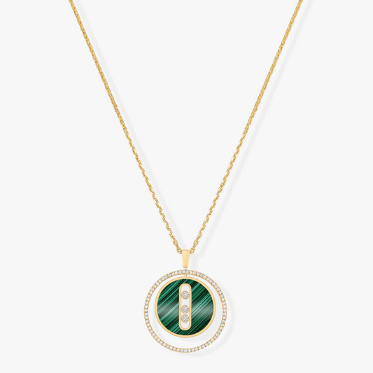 [Elite]LUCKY MOVE 3 DIAMOND MALACHITE GOLD DIAMOND NECKLACE