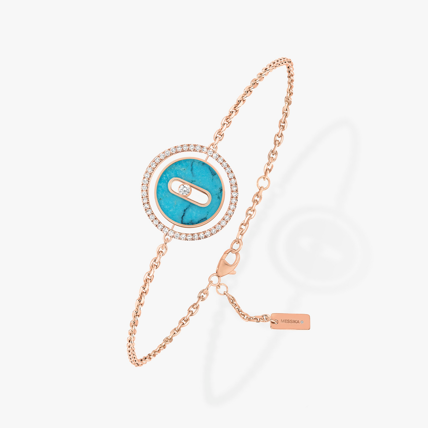 [Elite]LUCKY MOVE TURQUOISE PINK GOLD DIAMOND BRACELET