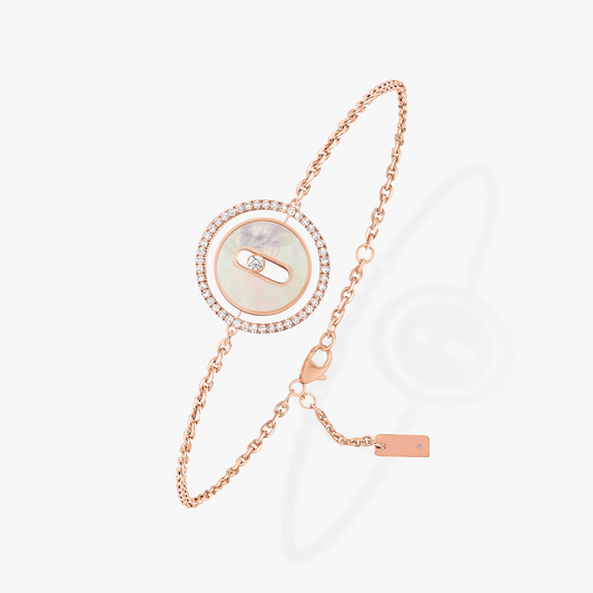 [Elite]LUCKY MOVE WHITE MOTHER OF PEARL PINK GOLD DIAMOND BRACELET