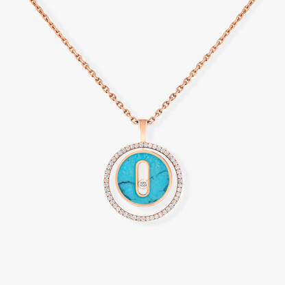 [Elite]LUCKY MOVE 1 DIAMOND TURQUOISE PINK GOLD DIAMOND NECKLACE