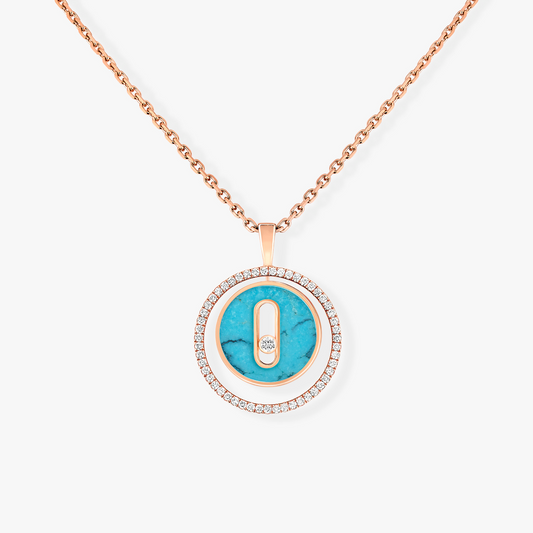 [Elite]LUCKY MOVE 1 DIAMOND TURQUOISE PINK GOLD DIAMOND NECKLACE