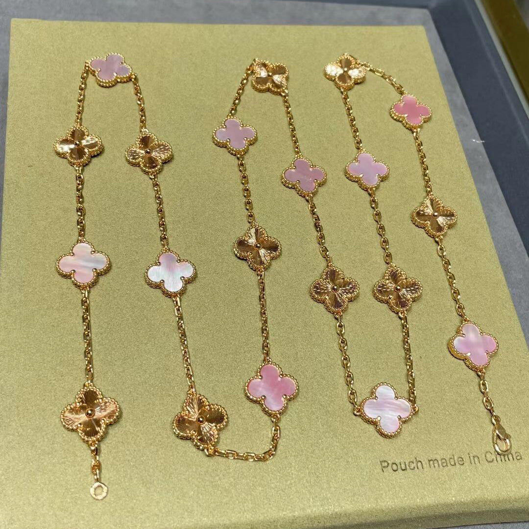 [Elite]CLOVER 20 MOTIFS LASER PINK MOP NECKLACE