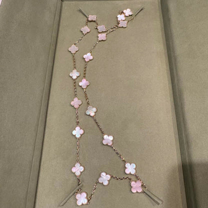 [Elite]CLOVER 20 MOTIFS PINK MOP NECKLACE