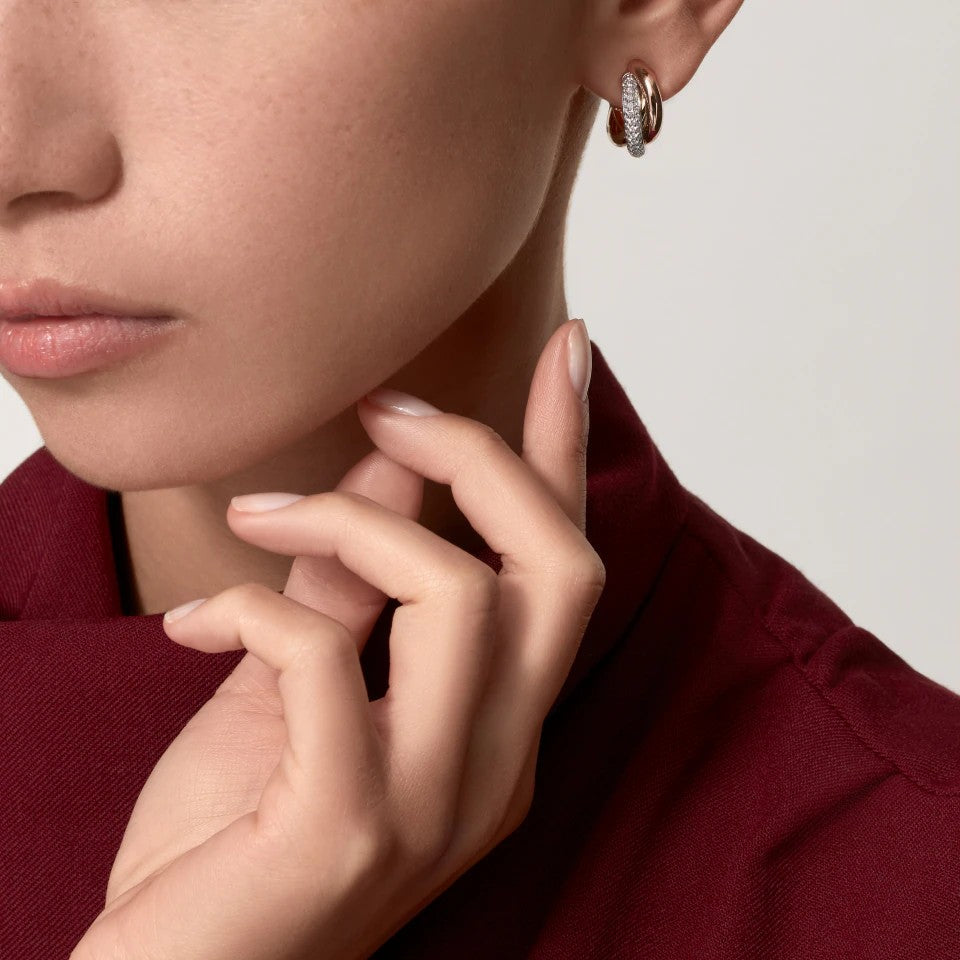[Elite]TRINITY HALF DIAMOND  CLASSIC EARRINGS