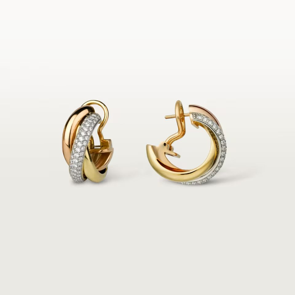 [Elite]TRINITY HALF DIAMOND  CLASSIC EARRINGS