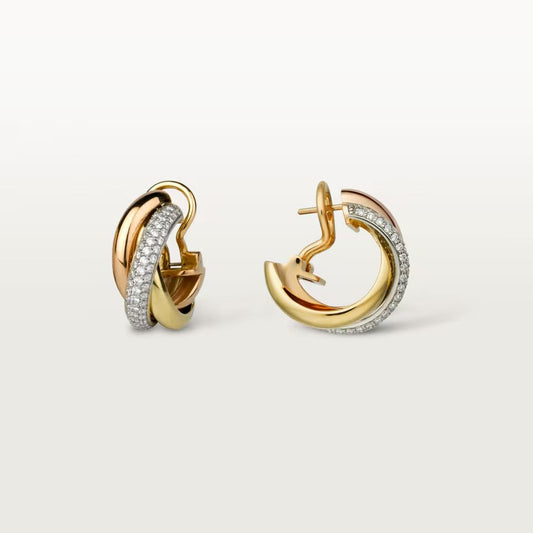 [Elite]TRINITY HALF DIAMOND  CLASSIC EARRINGS