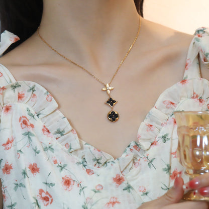 [Elite]STAR AND SUN ONYX PINK GOLD NECKLACE