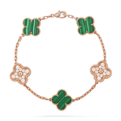 [Elite] CLOVER 5 MOTIF MALACHITE BRACELET COLLECTION