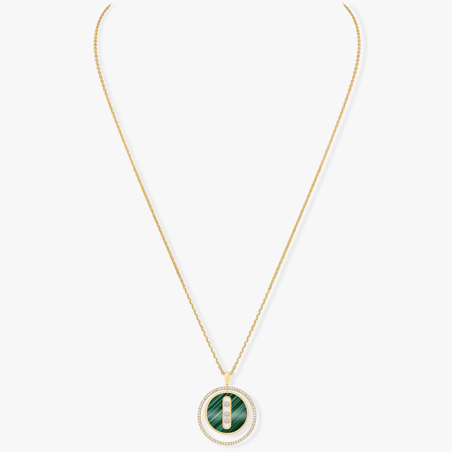 [Elite]LUCKY MOVE 3 DIAMOND MALACHITE GOLD DIAMOND NECKLACE