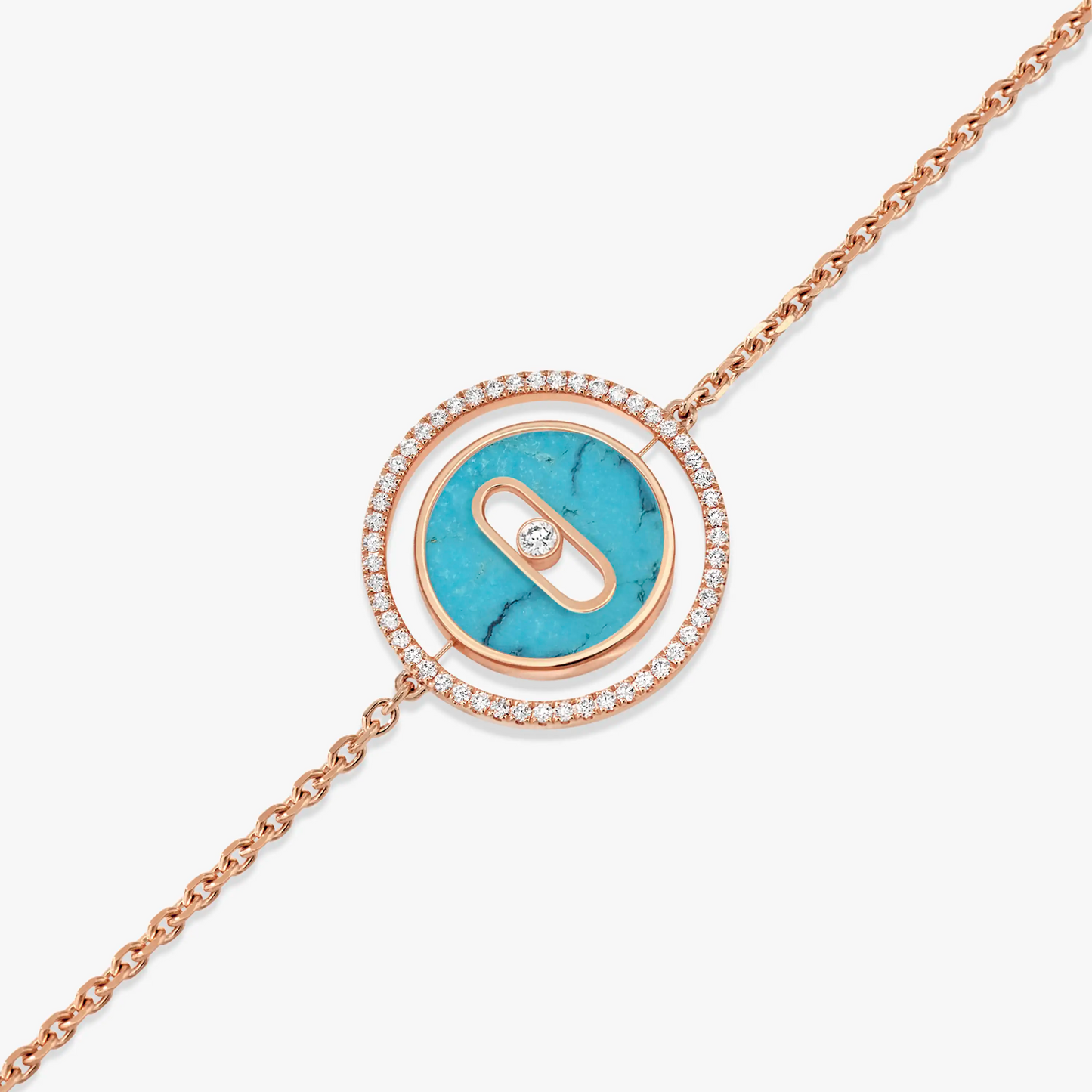 [Elite]LUCKY MOVE TURQUOISE PINK GOLD DIAMOND BRACELET