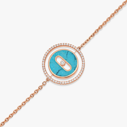 [Elite]LUCKY MOVE TURQUOISE PINK GOLD DIAMOND BRACELET