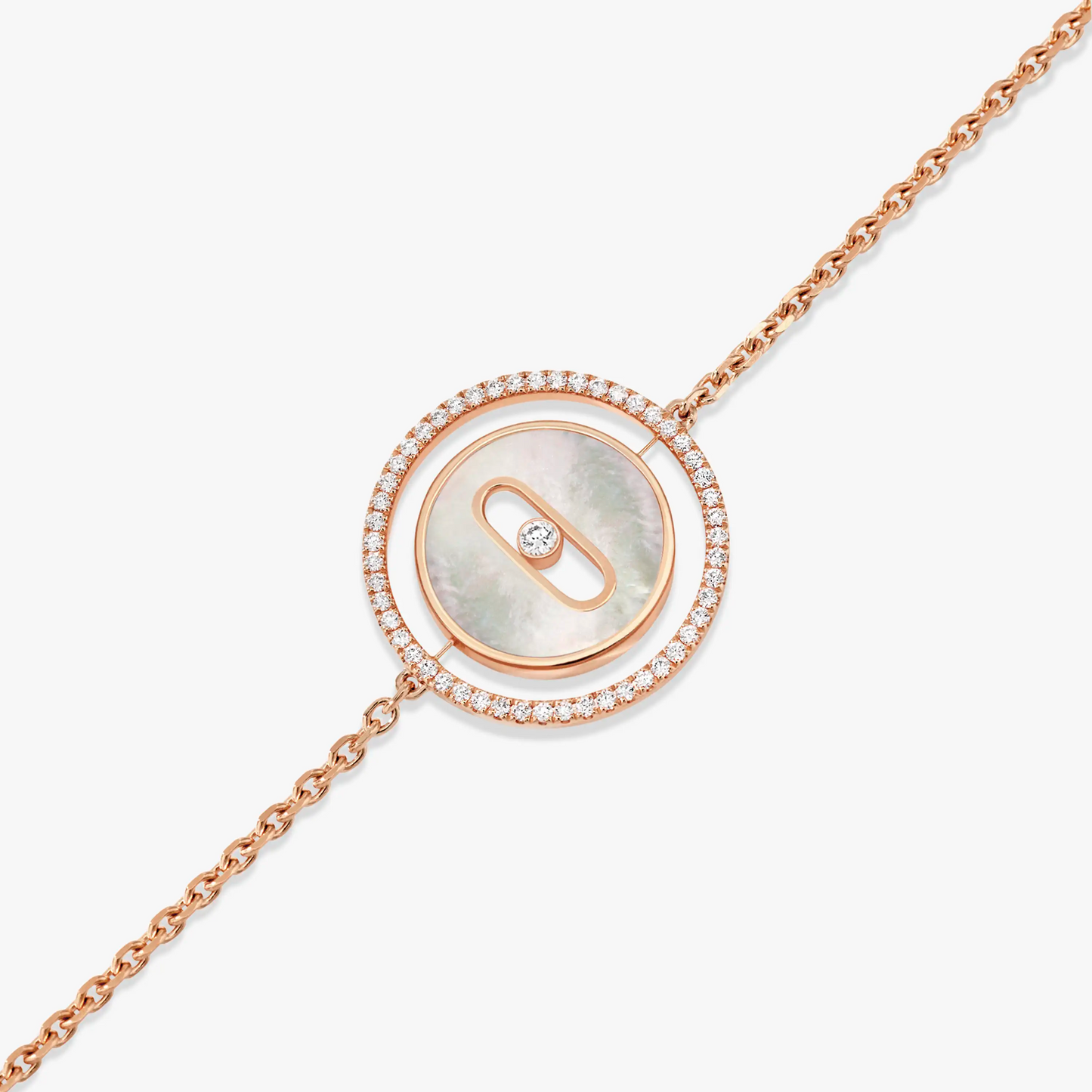 [Elite]LUCKY MOVE WHITE MOTHER OF PEARL PINK GOLD DIAMOND BRACELET