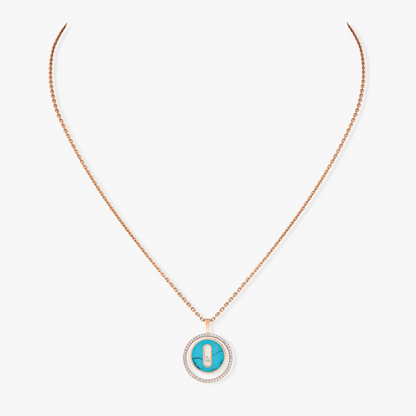 [Elite]LUCKY MOVE 1 DIAMOND TURQUOISE PINK GOLD DIAMOND NECKLACE