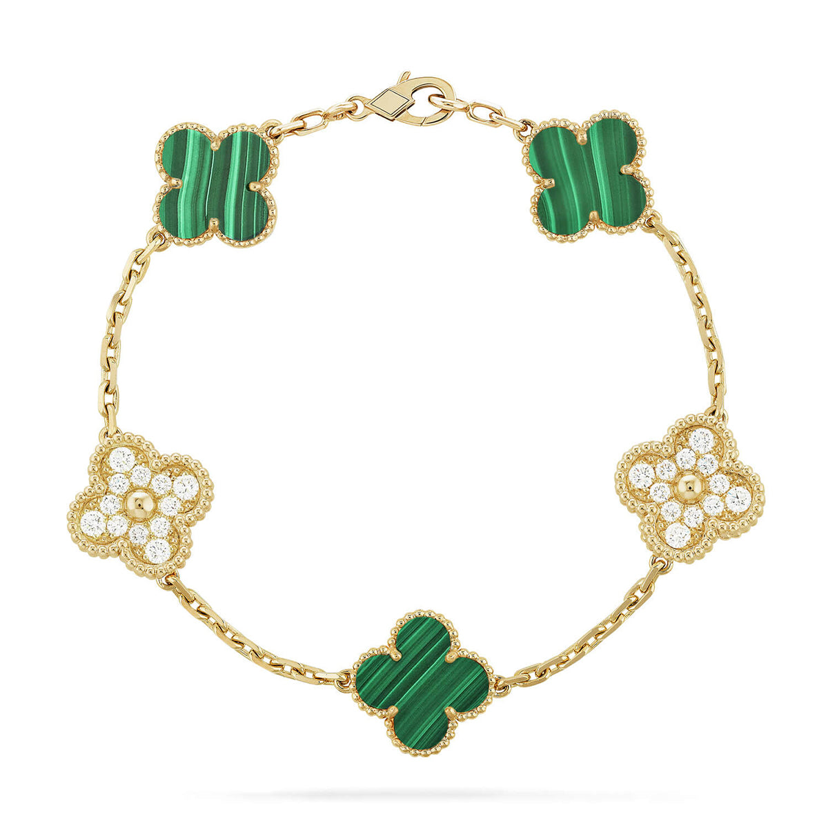 [Elite] CLOVER 5 MOTIF MALACHITE BRACELET COLLECTION