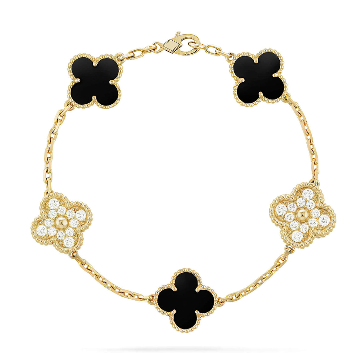 [Elite] CLOVER 5 MOTIF ONYXS BRACELET COLLECTION