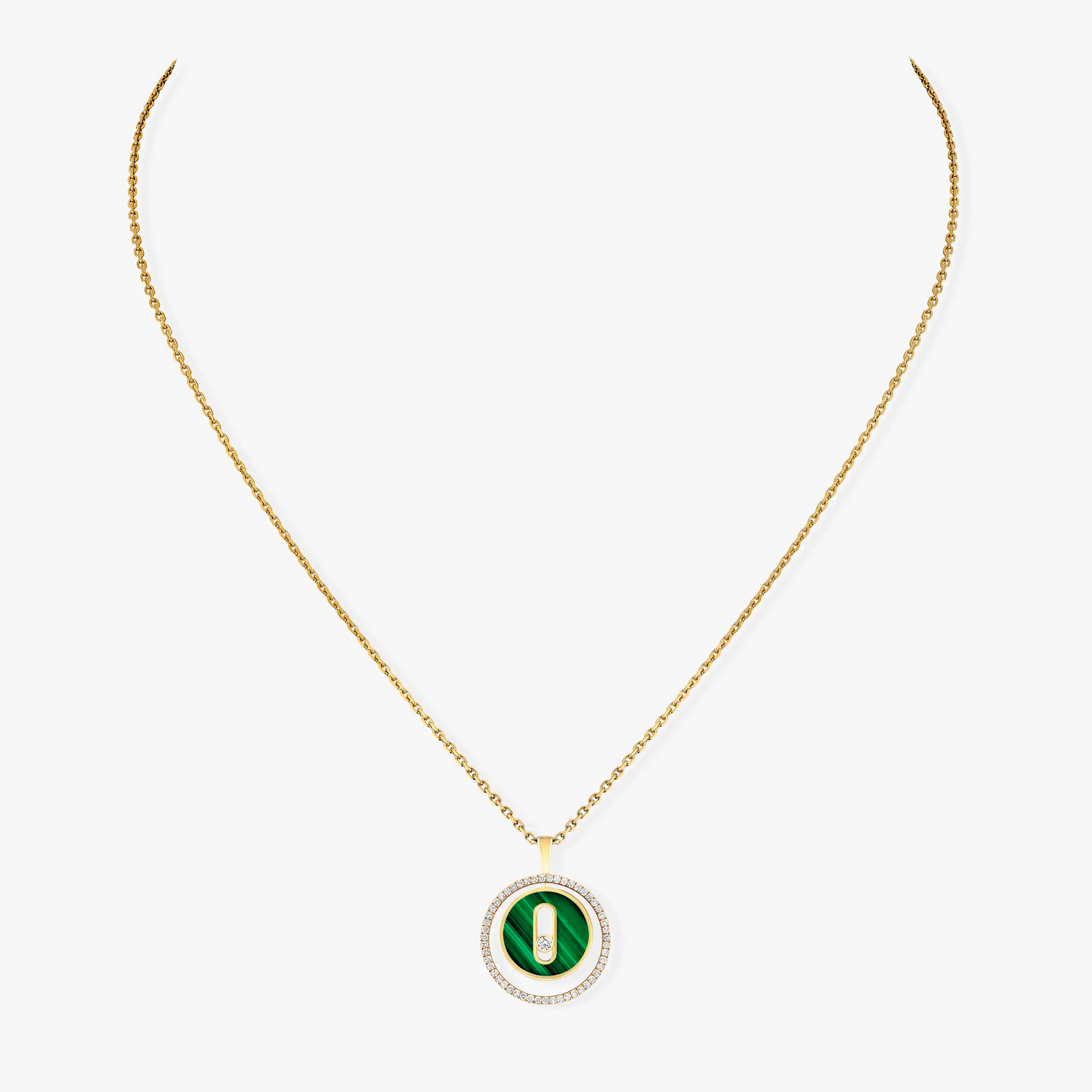 [Elite]LUCKY MOVE 1 DIAMOND MALACHITE GOLD DIAMOND NECKLACE