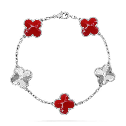 [Elite]CLOVER 5 MOTIF RED PATTERN BRACELET COLLECTION