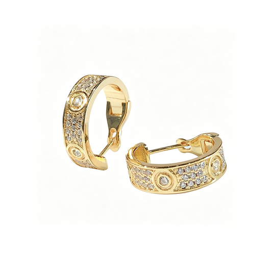 [Elite]LOVE 5.5MM DIAMOND PAVED EARRINGS