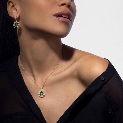 [Elite]LUCKY MOVE 1 DIAMOND MALACHITE GOLD DIAMOND NECKLACE