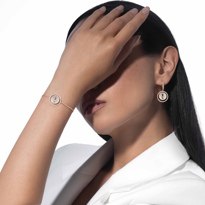 [Elite]LUCKY MOVE WHITE MOTHER OF PEARL PINK GOLD DIAMOND BRACELET