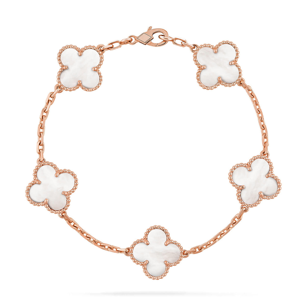 [Elite]CLOVER WHITE PEARL MOP 5 MOTIF BRACELET COLLECTION